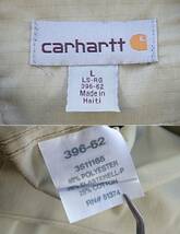 4968/美品 Carhartt 長袖ワークシャツL●洗濯プレス済●ネコポス可●織り格子柄 LCRAワッペン付き ストレッチ入りロゴマークカーハート古着_画像7