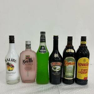 J041(7460)-612【同梱不可】お酒 リキュール ６本まとめ 約7.5kg MALIBU / KwaiFen / BAILEYS / MIDORI / KAHLUA MATCHA / KAHLUA COFFEE/