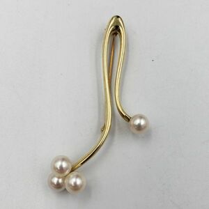 M035-509【千葉】MIKIMOTO　ミキモト　ブローチ　パール　K14　約6.7㎜珠　重量：約7.42g　レディース　アクセサリー