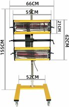 2100Wベーキング赤外線ペイント硬化ランプ2 x1050W短波車体修理ヒーターランプ短波赤外線ヒータースタンド付き車体修理ペイントドライヤー_画像2