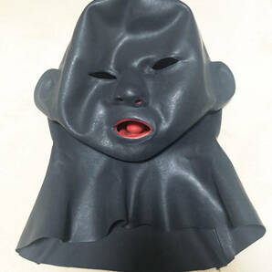 女性用 男性用 ラテックス ラバーマスク SM コスプレ チューブ ラテックスフード (頭の周りのサイズ54-57cm)の画像1