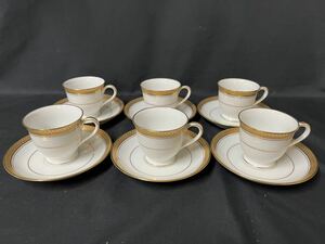  Noritake ノリタケ GOLDRIDGE ゴールドリッジ カップ ソーサー 6客セット 洋食器 日本製 デミタス 金彩 金縁 K-0313-04