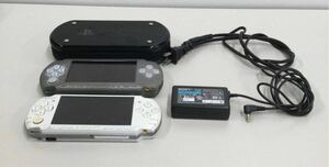 【ジャンク品】◎　PSP3000　2点セット　SONY　ソニー　ACアダプター　シルバー　ホワイト　ケース付属　32-60