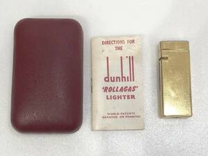 dunhill ダンヒル ガスライター サイド ローラー式 ゴールドカラー 着火未確認 ケース 冊子付属 現状品 喫煙グッズ 喫煙具 AC094000