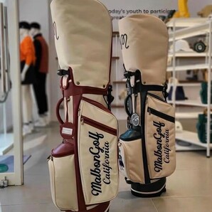 在庫処分価格★マルボンゴルフ malbon golf キャディバッグ グリーン ※写真転載禁止※ベージュグリーンの画像10