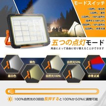 送料込 100W LED作業灯 USB 充電式 投光器 高輝度 大容量 15000mAh 薄型 赤青点滅 IP66防水 マグネット付き 照明 懐中電灯 SLT-192_画像3