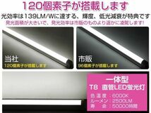 人気商品 送料込 10本セット 業界最高 一体型台座付 40W相当 直管LED蛍光灯 2500lm 昼光色 6000K 120個素子搭載 AC85-265V 1年保証 D05_画像2