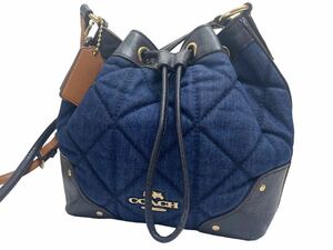  pretty!COACH Coach Denim leather pouch shoulder bag F37489 Mini shoulder ..... bag pochette 