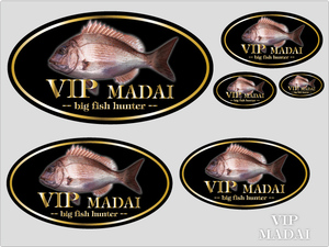 魚ステッカー(VIPマダイ)防水,UVカット,海,釣り,真鯛（6サイズセット）