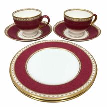 ●【WEDGWOOD/ウェッジウッド】ユーランダー パウダールビー カップ＆ソーサー/ケーキプレート 2客セット★22330_画像1