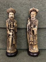 FJ0818 象牙風 細密彫刻 置物 彫刻品 東洋彫刻 皇帝 皇后 縁起物 中国 古玩 古美術 仏教美術_画像1