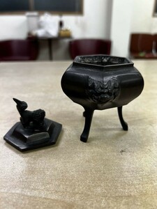 FJ0701 三足 中国美術 香道具 古銅 香炉 骨董 銅器