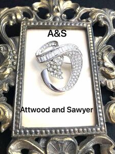 Attwood and Sawyer A&S アトウッド アンド ソーヤー　ヴィンテージ　ブローチ　ラインストーン　大きめ