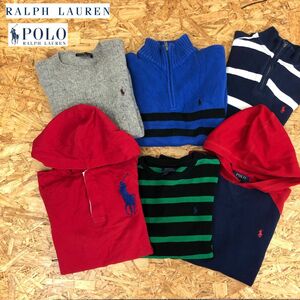 F2312-K-N◆Ralph Lauren ラルフローレン ジュニア長袖トップスまとめ売り◆size160 6点 セーター カットソー ハーフジップ パーカー