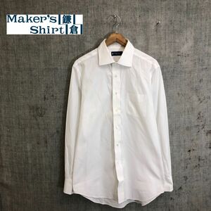 F2292-T◆Maker's Shirt メーカーズシャツ オックスフォードシャツ 長袖シャツ ステッチ◆size42/86 ホワイト メンズ トップス コットン100
