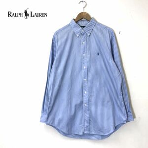 F2365-N◆ Ralph Lauren ラルフローレン 長袖シャツ BD ボタンダウン トップス ◆ size16 1/2 ブルー ストライプ コットン