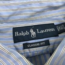 F2365-N◆ Ralph Lauren ラルフローレン 長袖シャツ BD ボタンダウン トップス ◆ size16 1/2 ブルー ストライプ コットン_画像9