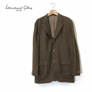 F2350-N◆美品◆ International Gallery BEAMS ビームス リネン混ジャケット シングル 3B テーラード 背抜き◆size48 ブラウン系 ウール 麻