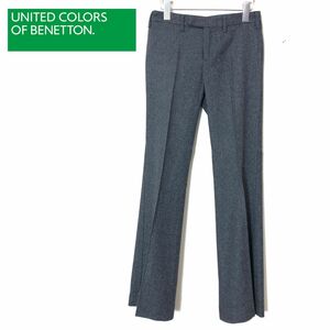 M171-F◆ 美品 ◆ united colors of benetton ベネトン スラックス フレアパンツ ボトムス ◆ size38 ウール ブラック 古着 レディース