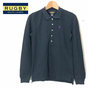 M165-F◆ RALPH LAUREN RUGBY ラルフローレンラグビー 長袖ポロシャツ 長袖 ラガーシャツ ◆ sizeS コットン ポリウレタン 古着 メンズ