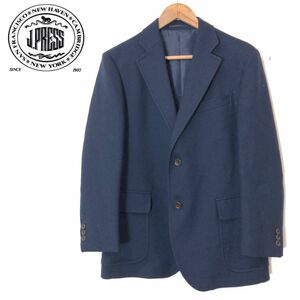 M158-F-N◆ J.PRESS ジェイプレス テーラードジャケット シングル 総裏 ◆ sizeS ウール ポリウレタン ネイビー 古着 メンズ