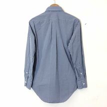 M143-F-N◆ makers shirt 鎌倉 メーカーズシャツ 長袖シャツ ボタンダウン チェック 総柄 ◆ size37-81 コットン100 ブルー 古着 メンズ_画像6