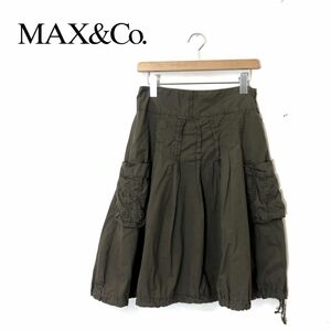 M107-O-N◆ MAX&Co.マックスアンドコー フレアスカート バルーン ポケット ミリタリー膝丈◆size40 コットン カーキ