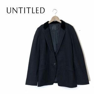 M93-O-N◆美品◆日本製◆ UNTITLED アンタイトル テーラードジャケット ベルベット ベロア アウター◆size2 ウール アンゴラ ブラック 黒