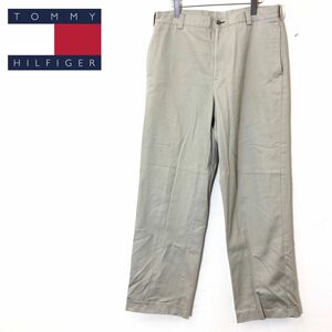 M35-F-N◆ TOMMY HILFIGER トミーヒルフィガー チノパンツ ボトムス ジッパーフライ ◆ size34×32 コットン100 ベージュ 古着 メンズ