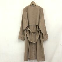 M5-K◆良品 SHIPS シップス ノーカラーロングコート◆size36 ベージュ ダブル 裏地なし 薄手 カジュアル スプリングコート レディース_画像4