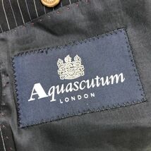 F2600-F-S◆ Aquascutum アクアスキュータム セットアップ スーツ テーラードジャケット スラックス ◆ 40 ウール ネイビー 古着 メンズ_画像9