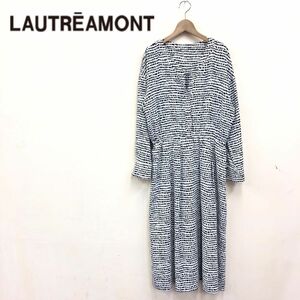 F2564-R◆lautreamont ロートレアモン 切り替えワンピース◆サイズ40 レディース 婦人 薄手 長袖 モノトーン ブラック ホワイト