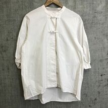 F2487-F◆ MUJI Labo ムジラボ 無印良品 チャイナシャツ ブラウス マオカラー トップス ◆ sizeXS~S ホワイト 古着 レディース 春_画像2