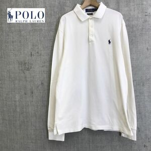 F2478-N◆ POLO Ralph Lauren ポロラルフローレン 長袖ポロシャツ トップス 3B ロゴ刺繍 ◆sizeM ホワイト 白 コットン