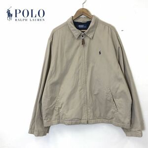 F2471-N◆old◆ POLO Ralph Lauren ポロラルフローレン スイングトップ ドリズラージャケット 裏チェック ◆sizeLL ベージュ グリーン 綿