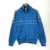 F2468-N◆70s~◆ old adidas アディダス ジャージ トラックジャケット サイドライン トレフォイル ◆sizeM ブルー系 ポリエステル デサント_画像2