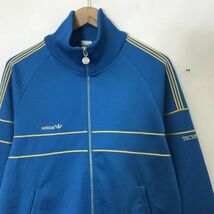 F2468-N◆70s~◆ old adidas アディダス ジャージ トラックジャケット サイドライン トレフォイル ◆sizeM ブルー系 ポリエステル デサント_画像3