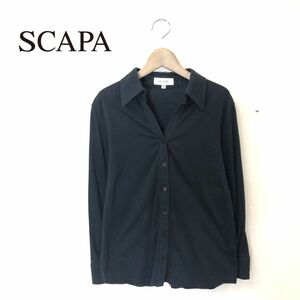 F2414-T*SCAPA Scapa long sleeve shirt open color stitch plain *size38 black men's tops cotton 