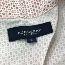 F2382-F◆ BURBERRY バーバリー ショールカラーシャツ ブラウス 長袖 総柄 トップス ◆ sizeL コットン100 ピンク 古着 レディース 春_画像7