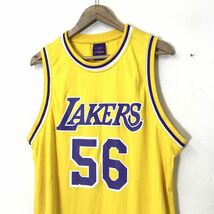 M223-D◆美品◆ DWS LAKERS レイカーズ バスケ NBA ユニフォーム トップス ノースリーブ ◆ sizeL イエロー パープル メッシュ_画像5