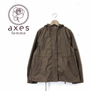 M639-O◆良品◆ axes femme アクシーズファム マウンテンパーカー フード レース フリル アウター◆sizeM ブラウン