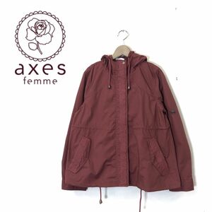 M638-O◆良品◆ axes femme アクシーズファム マウンテンパーカー フード フリル レース アウター◆sizeM レッド 赤