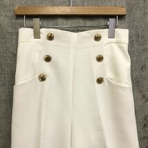 M634-O-N◆良品◆ ZARA ザラ ワイドパンツ センタープレス スラックス 金ボタン ボトムス◆sizeS ホワイト 白_画像3