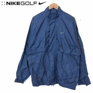 M733-F◆ 00s ◆ old ◆ NIKE GOLF ナイキゴルフ ナイロンジャケット ジップアップブルゾン 袖着脱可 ◆ sizeL ネイビー 古着 メンズ