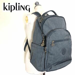 M440-F-N◆ kiplinq キプリング バックパック リュックサック 鞄 バッグ ロゴパッチ ◆ size FREE ブラック ユニセックス