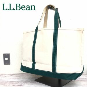 M439-F-N◆ 90s ◆ old ◆ LLBean エルエルビーン トートバッグ 鞄 キャンバス USA製 ◆ コットン100 グリーン ユニセックス