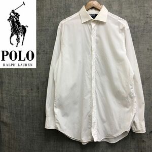 M436-F-N◆ POLO RALPH LAUREN ポロラルフローレン 長袖シャツ トップス ◆ size16-33 コットン100 ホワイト 古着 メンズ 春