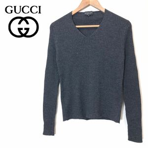 M394-F-S◆美品◆ イタリア製 ◆ GUCCI グッチ ニット セーター トップス ◆ sizeM ウール100 ブラック 古着 レディース 春