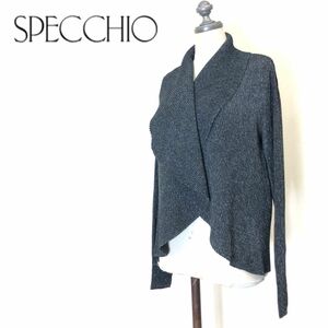 M390-F-S◆ 美品 ◆ SPECCHIO スペッチオ プリーツジャケット カットソー トップス ◆ size40 ポリエステル ブラック 古着 レディース 春