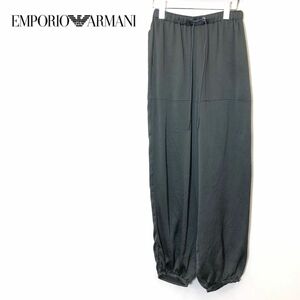 M373-F-S◆ イタリア製 ◆ EMPORIO ARMANI エンポリオアルマーニ シルクパンツ ボトムス ウエストゴム ◆ 40 絹 グリーン 古着 レディース